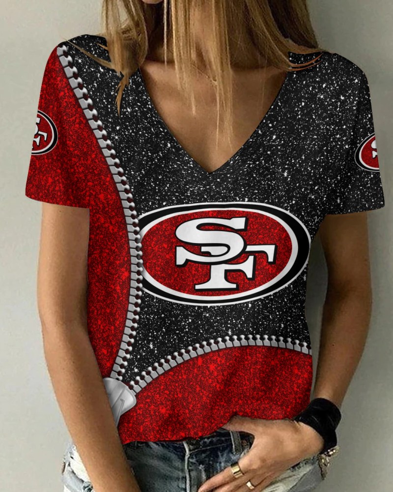 San Francisco 49ers Personalized V-neck T-shirt