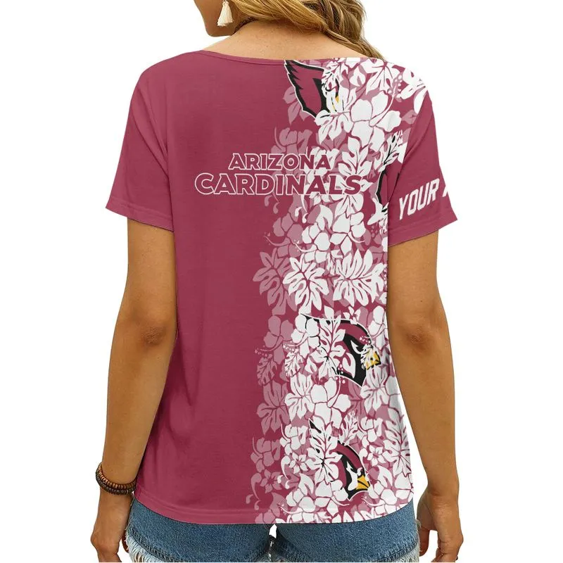 Arizona Cardinals Personalized V-neck Women T-shirt styling