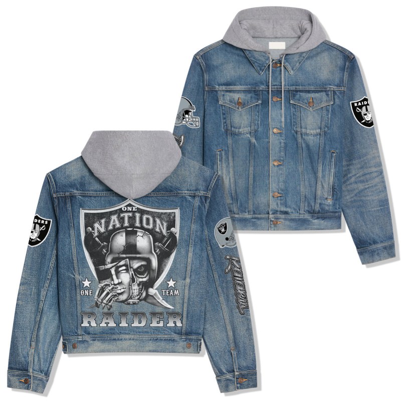 Las Vegas Raiders Premium Hooded Denim Jacket