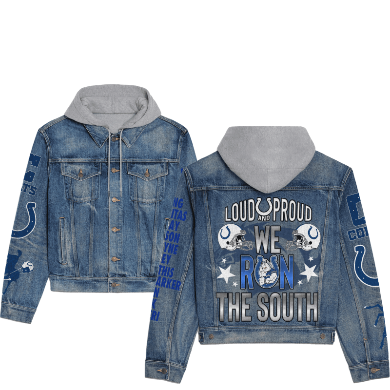 Indianapolis Colts Premium Hooded Denim Jacket 1