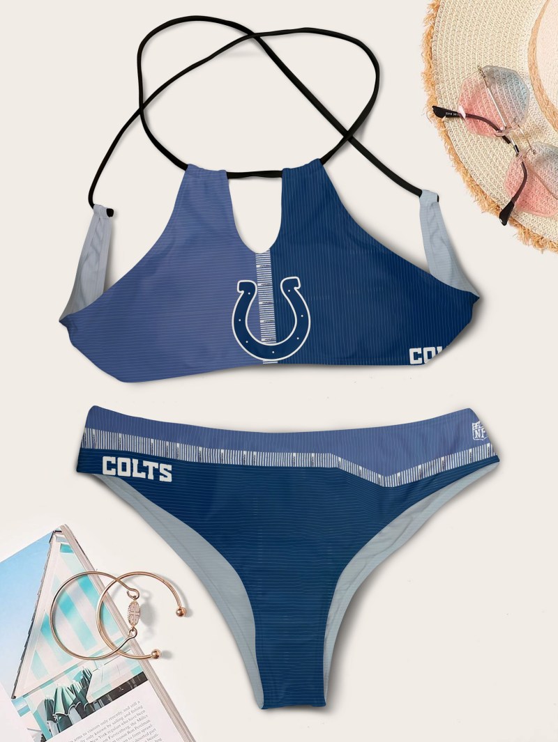 Indianapolis Colts Women's Cami Keyhole One-Piece Swimsuit Side
