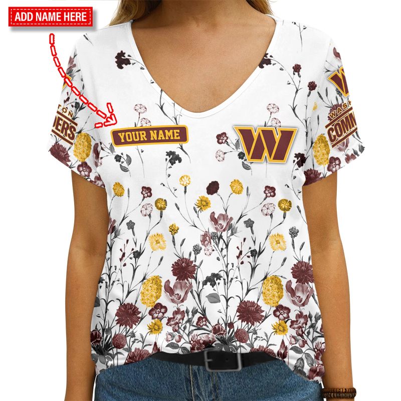 Washington Commanders Personalized V-neck T-shirt