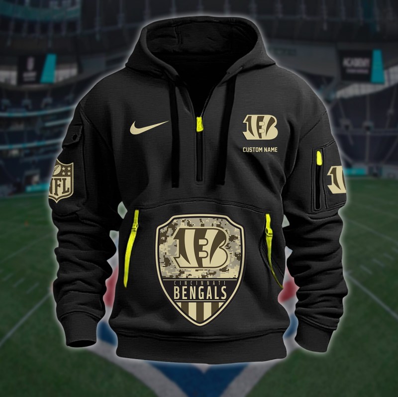 Cincinnati Bengals Quarter Zip Hoodie Side View