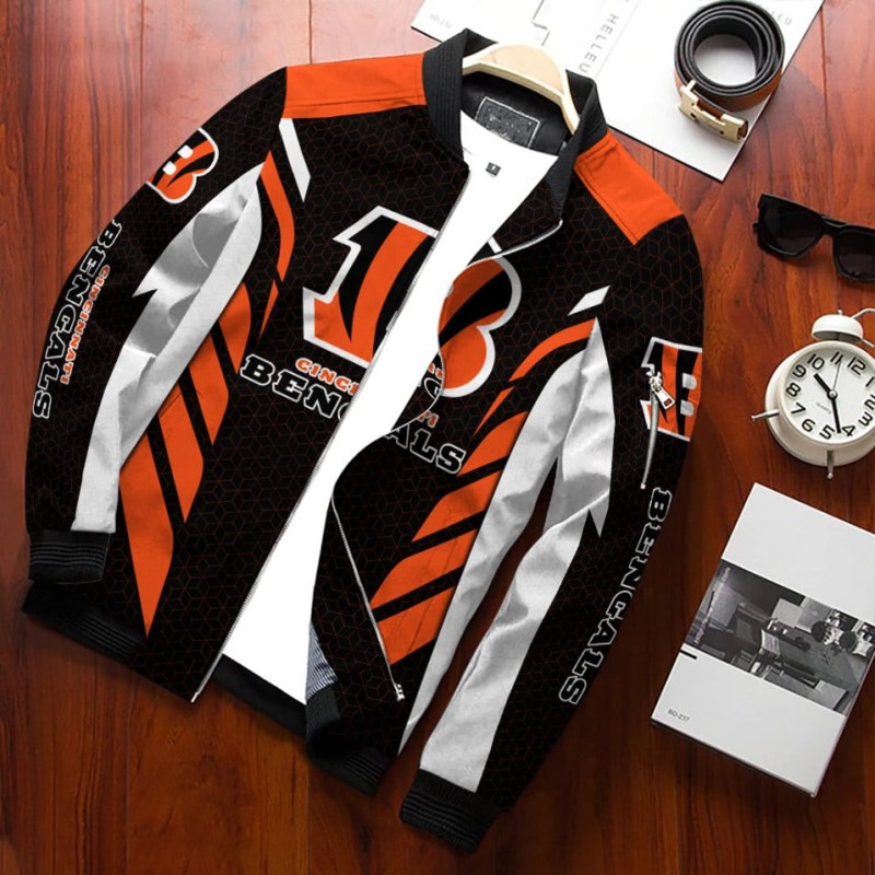 Cincinnati Bengals Personalized Bomber Jacket Back View