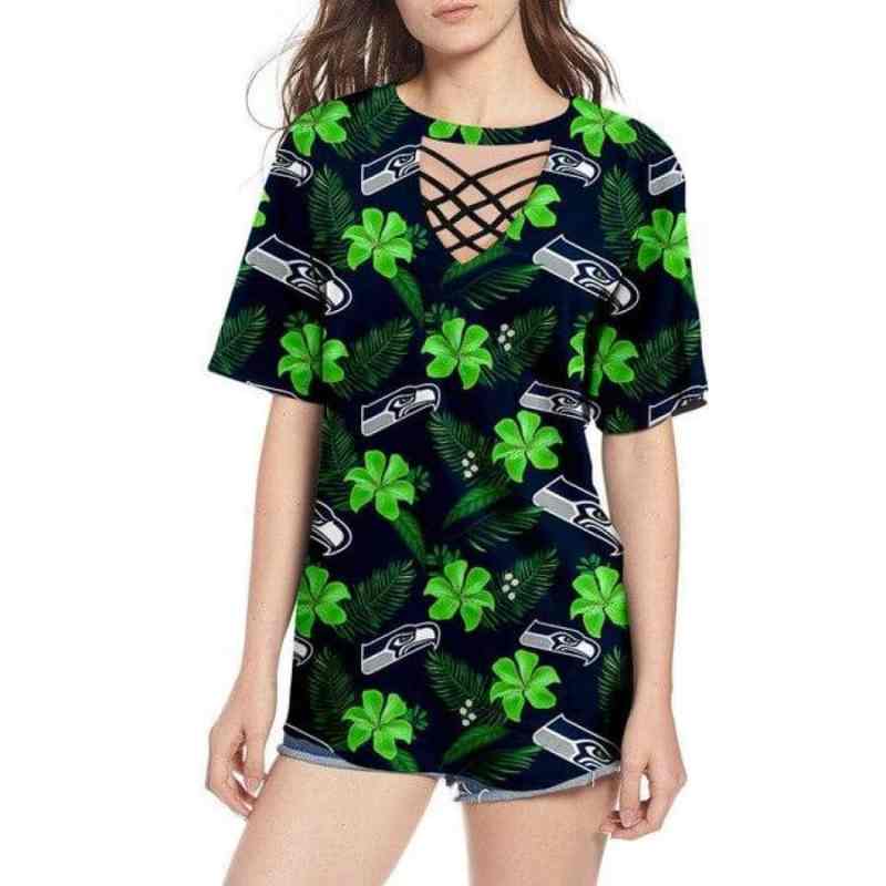 Seattle Seahawks Women's Summer String Short Sleeve Shirt