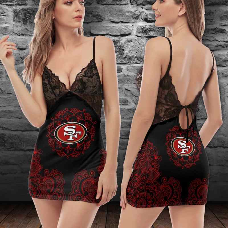 San Francisco 49ers Lace Back Strap Slip Dress 209