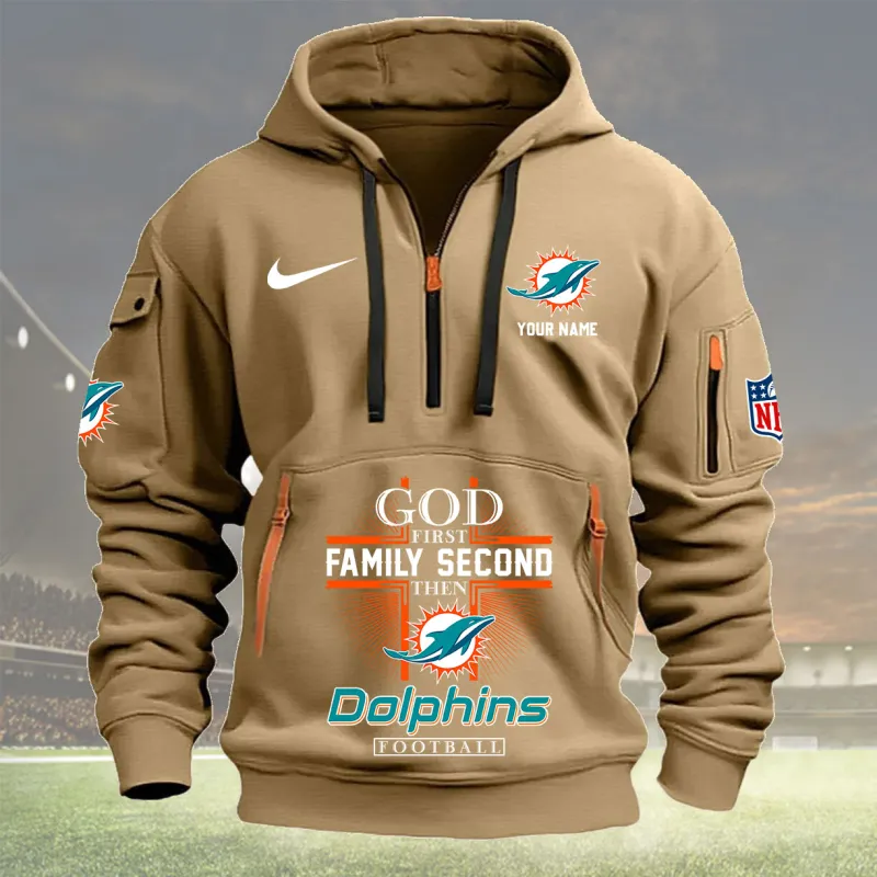 Miami Dolphins Khaki Hoodie
