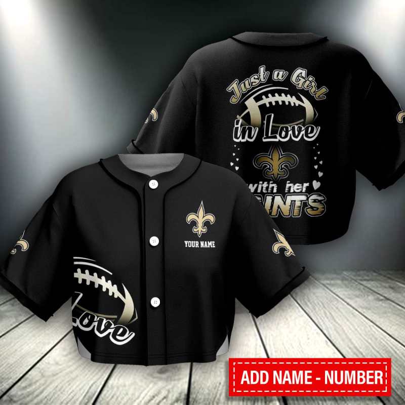 New Orleans Saints Crop Top Baseball Jersey