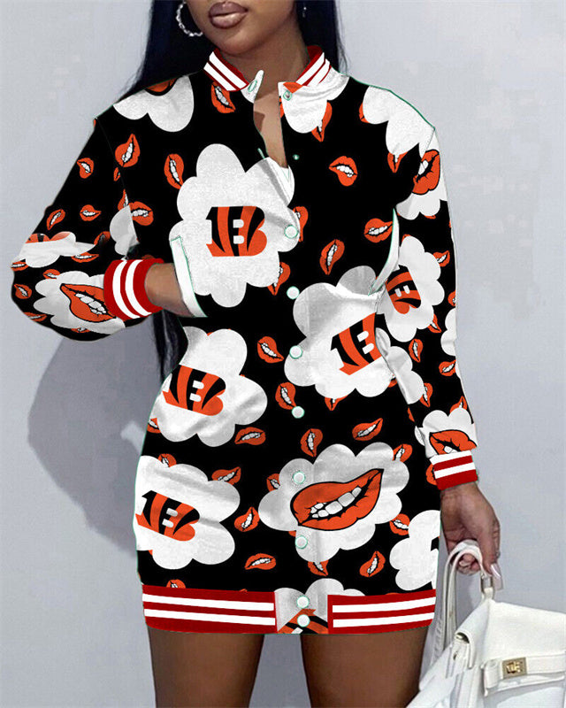 Cincinnati Bengals Women's Button Down Jacket Dress