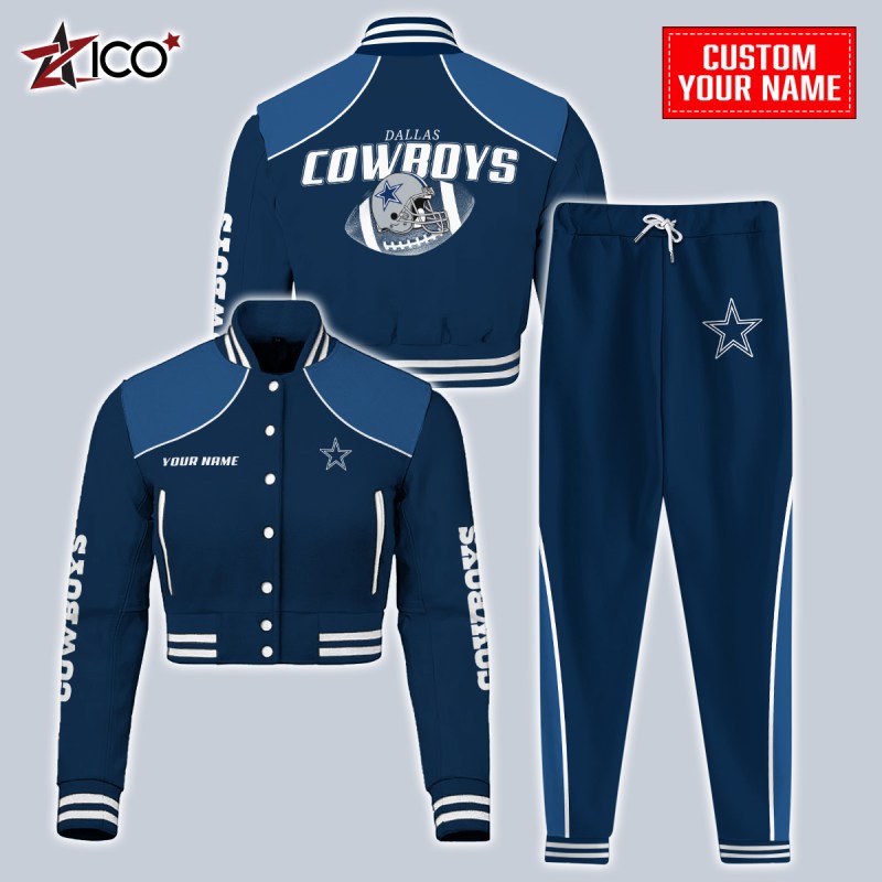 Dallas Cowboys Combo Crop Varsity Jacket And Sweatspants 3
