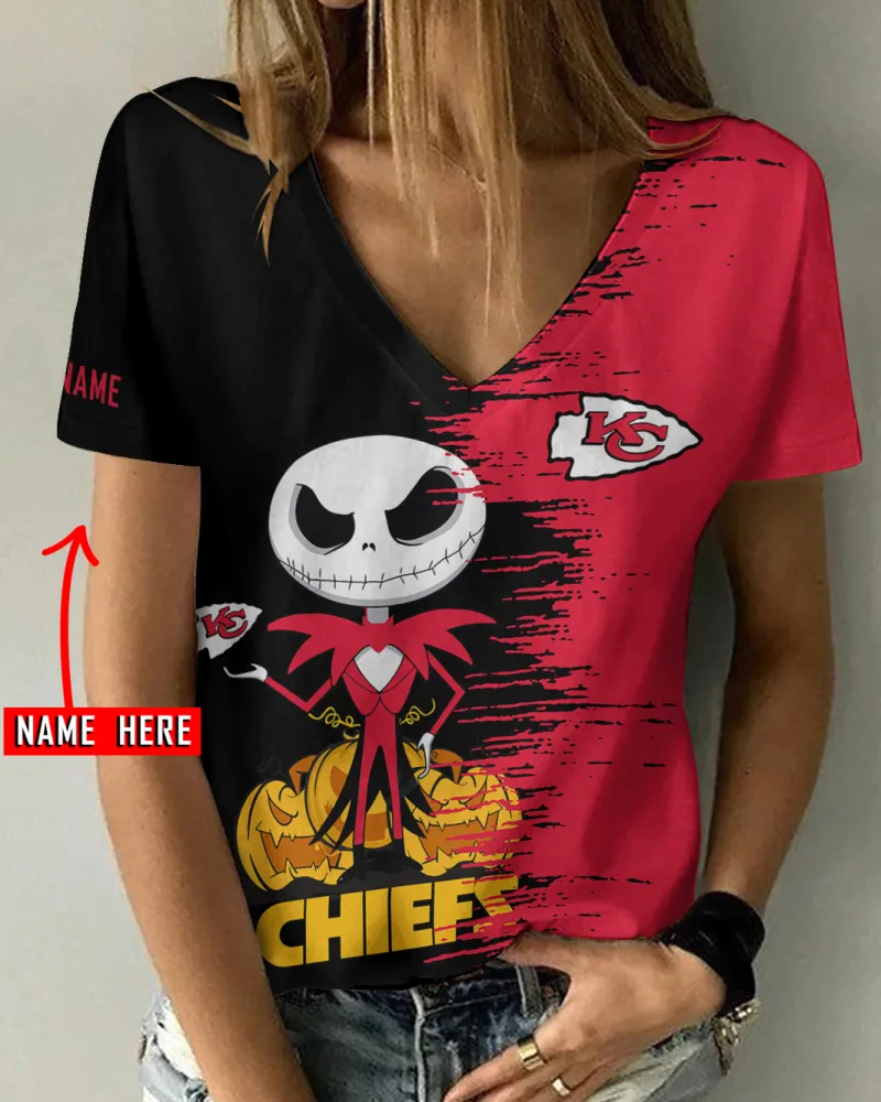 Kansas City Chiefs Personalized V-neck Women T-shirt