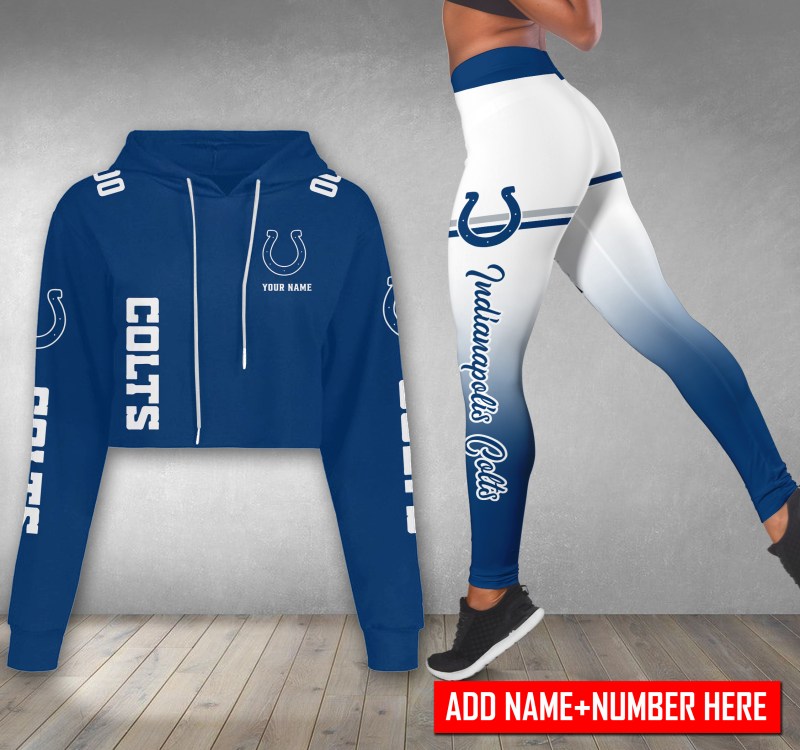 Indianapolis Colts Personalized Combo Croptop Hoodie and Leggings