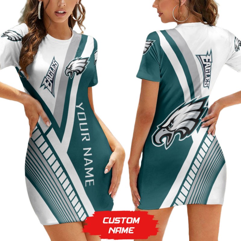 Philadelphia Eagles Short Sleeve Bodycon Mini Dress