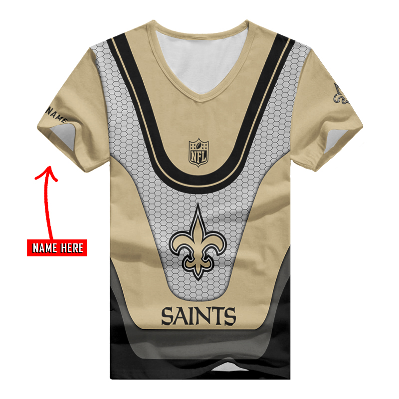 New Orleans Saints Personalized V-neck T-shirt View 3