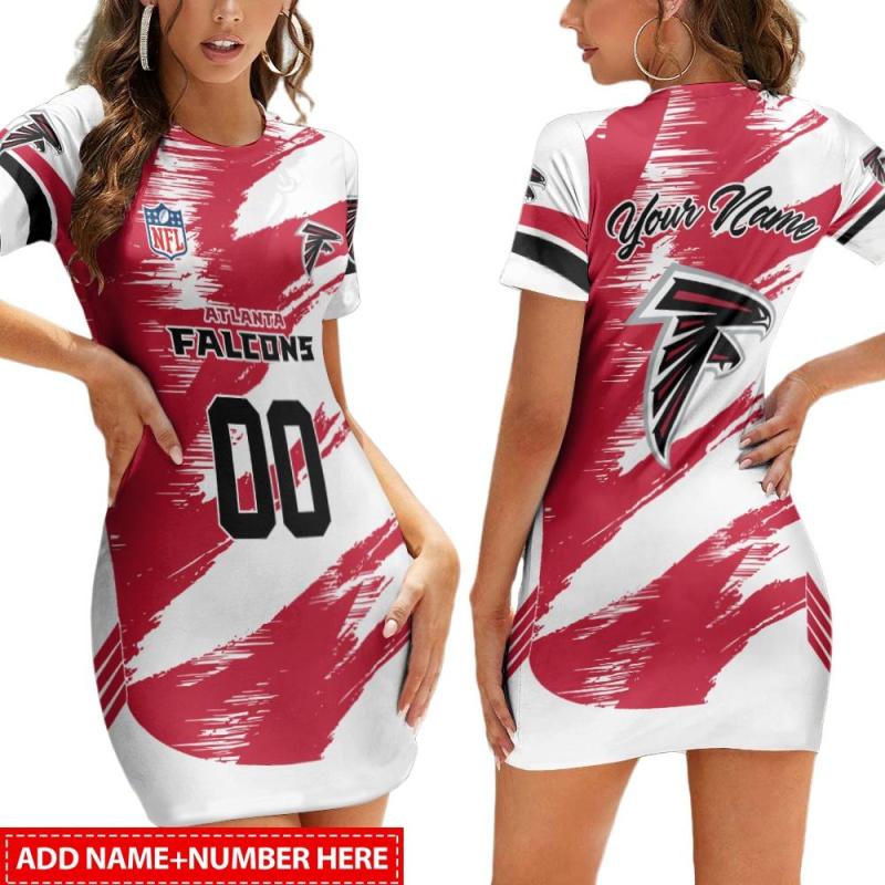 Atlanta Falcons Personalized Short Sleeve Bodycon Mini Dress