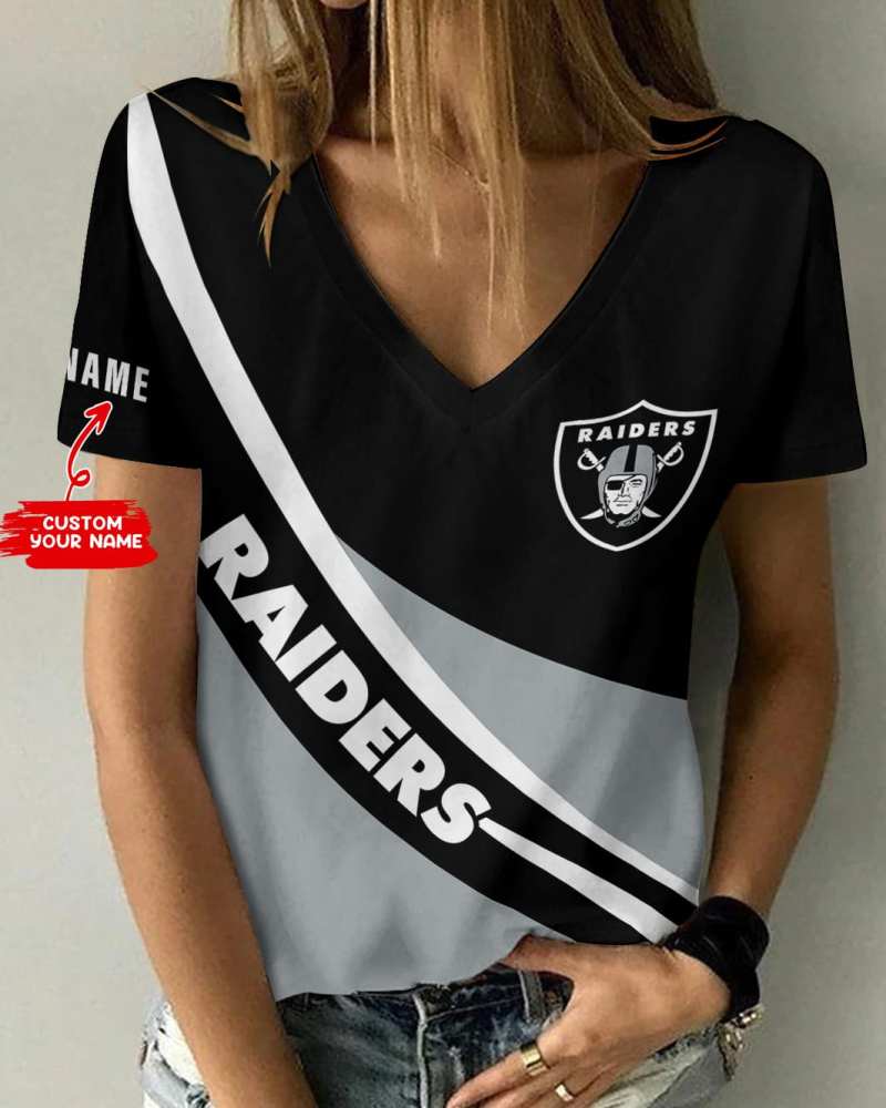 Las Vegas Raiders Personalized V-neck T-shirt Front View