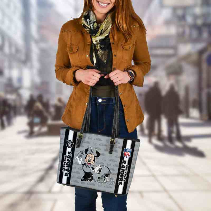 Las Vegas Raiders Women's Leather Tote Hand Bag Side View