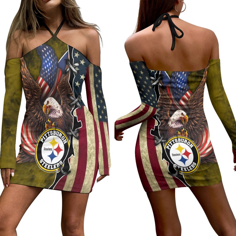 Pittsburgh Steelers Halter Lace-up Dress