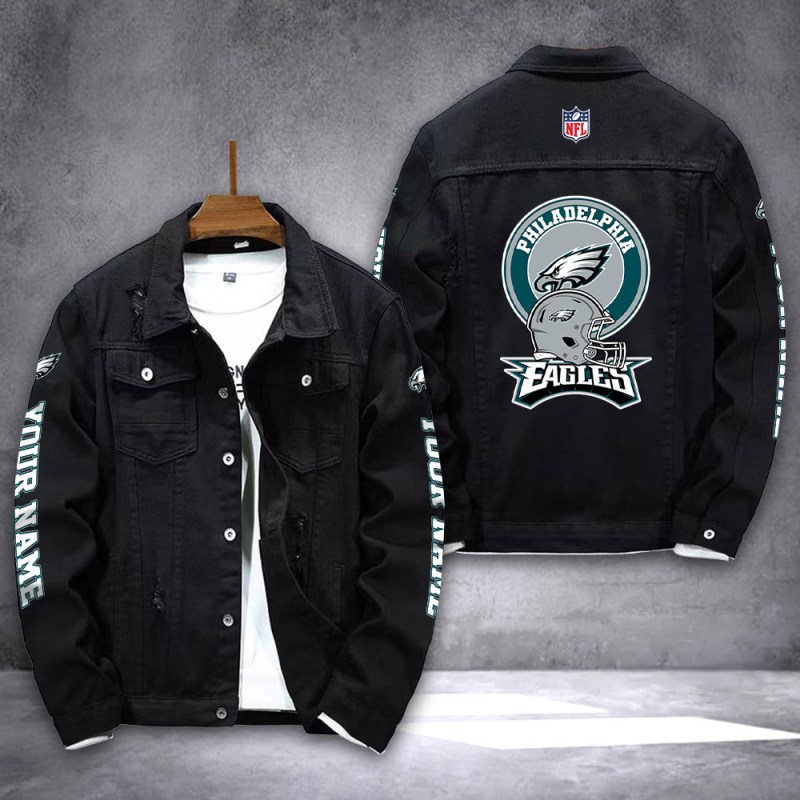 Philadelphia Eagles Denim Jacket Back View