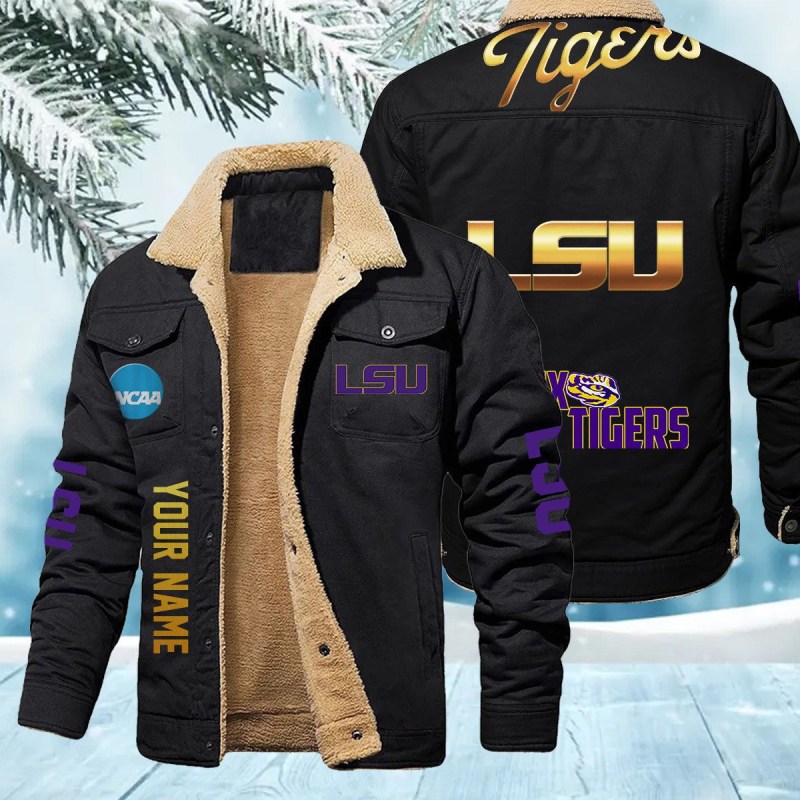 LSU Tigers Personalized Winter Fleece Bomber Jacket Image 1