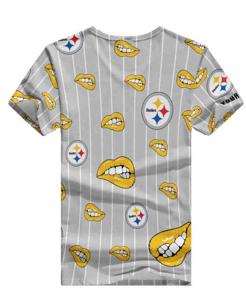 Pittsburgh Steelers Personalized V-neck Women T-shirt - Back View
