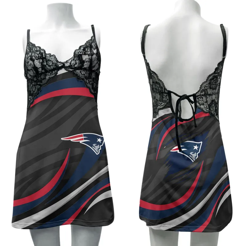 New England Patriots Lace Back Strap Slip Dress 27