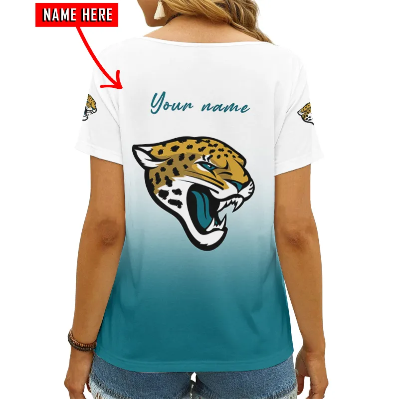 Jacksonville Jaguars Personalized V-neck T-shirt Image 3