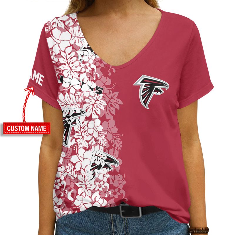 Atlanta Falcons Personalized V-neck Women T-shirt Image 2