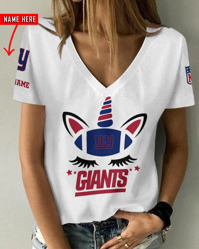 New York Giants Personalized V-neck Women T-shirt Image 1