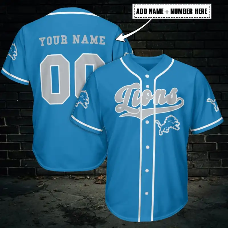 Detroit Lions Personalized Baseball Jersey
