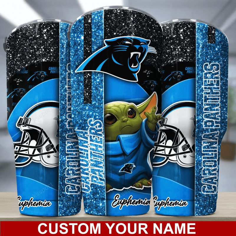 Carolina Panthers Personalized Tumbler Front