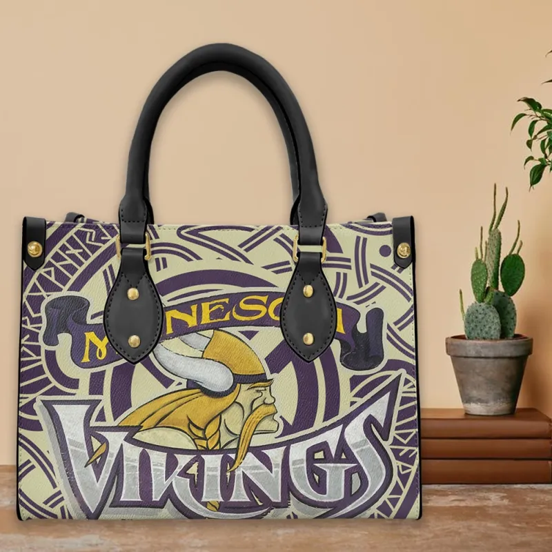 Premium Leather Minnesota Vikings Hand Bag