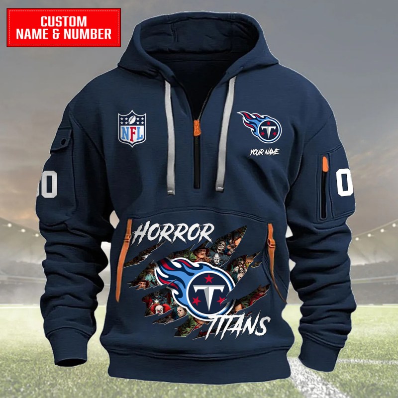 Tennessee Titans Quarter Zip Hoodie Navy
