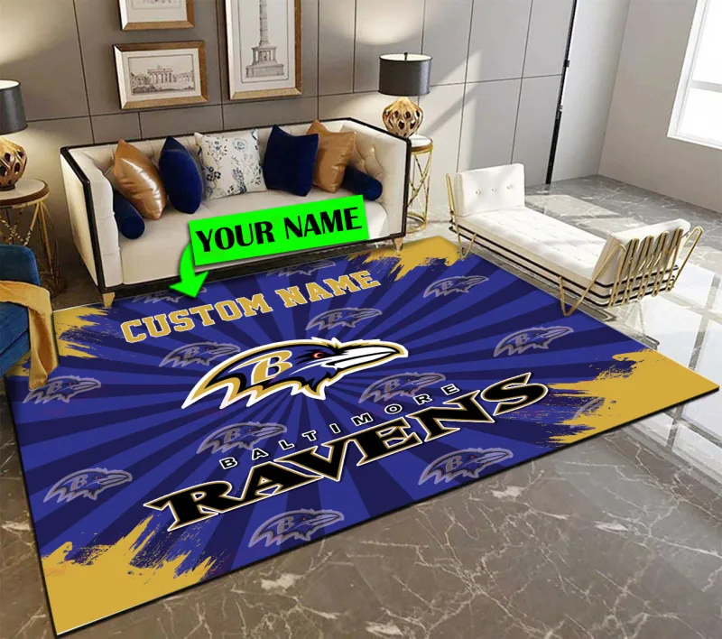 Baltimore Ravens Personalized Premium Rectangle Rug