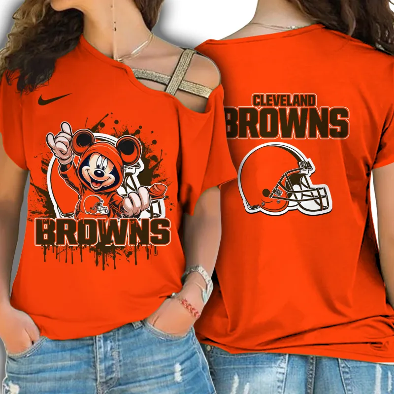 Cleveland Browns Women's Cross Strap Shoulder Shirt Front View