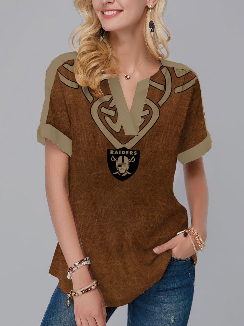 Las Vegas Raiders Fashion Short Sleeve V-Neck Shirt