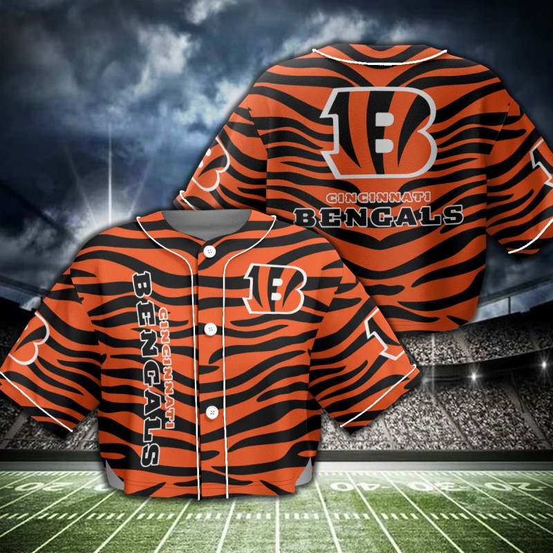 Cincinnati Bengals Crop Top Baseball Jersey