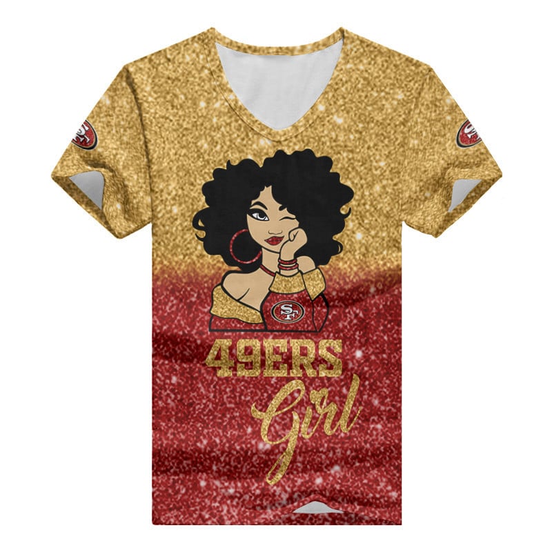 Personalized V-neck T-shirt for San Francisco 49ers Fans