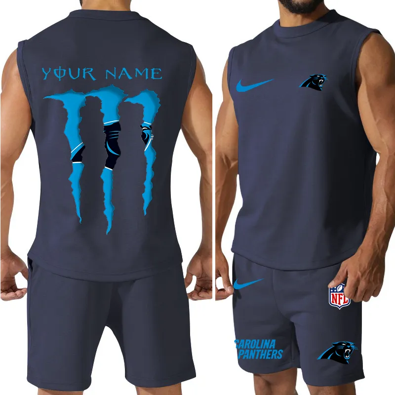 Carolina Panthers Colorful Combo Men Jersey Tank Top and Shorts 5