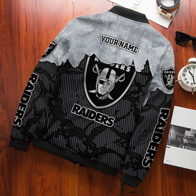Las Vegas Raiders Personalized Bomber Jacket Back