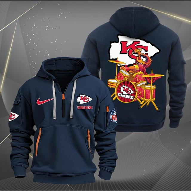Kansas City Chiefs Premium Personalized Quarter Zip Hoodie