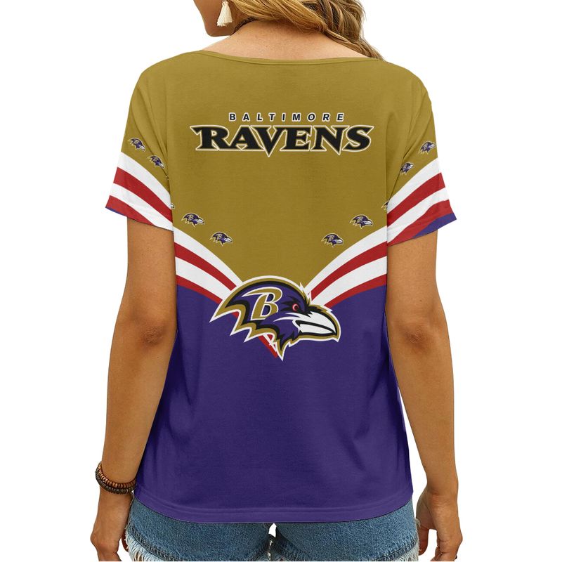 Baltimore Ravens Women's V-neck T-shirt Back View