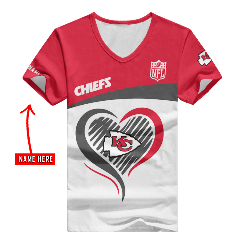 Kansas City Chiefs Personalized V-neck T-shirt 2