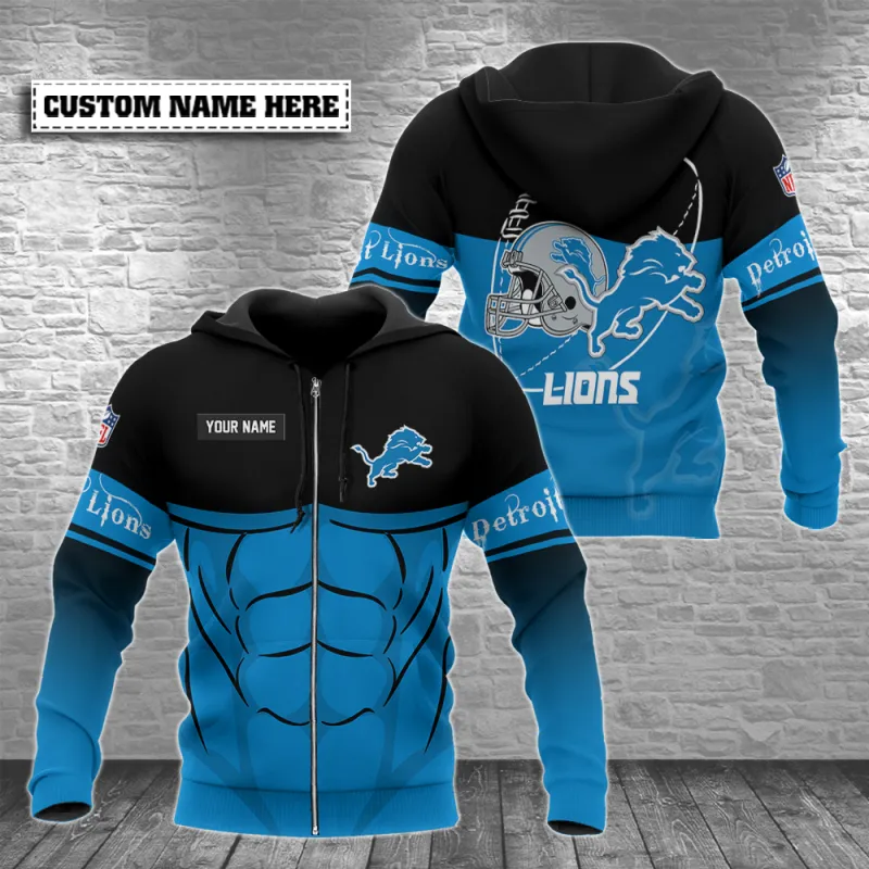 Detroit Lions Personalized Hoodie Zip