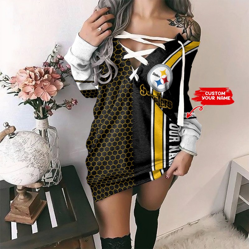 Pittsburgh Steelers Personalized Lace-Up Sweatshirt