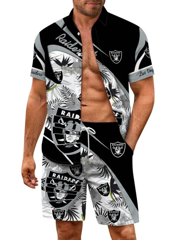 Las Vegas Raiders Combo Hawaiian Shirt and Shorts