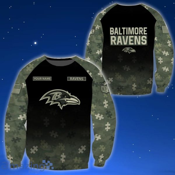 Baltimore Ravens Autism T-shirt 3D Hoodie Custom Name