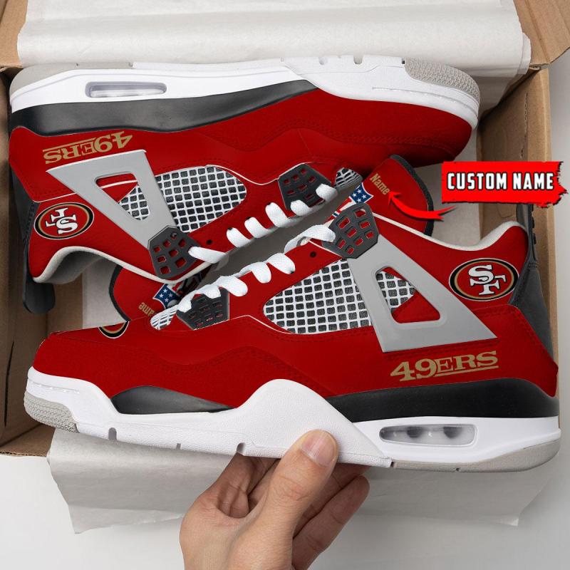 San Francisco 49ers Personalized AJ4 Sneakers Image 3