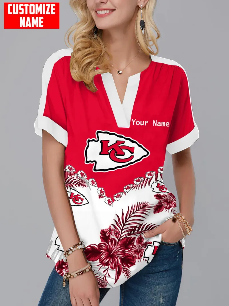 Kansas City Chiefs Personalized Fashion Short Sleeve V-Neck Shirt