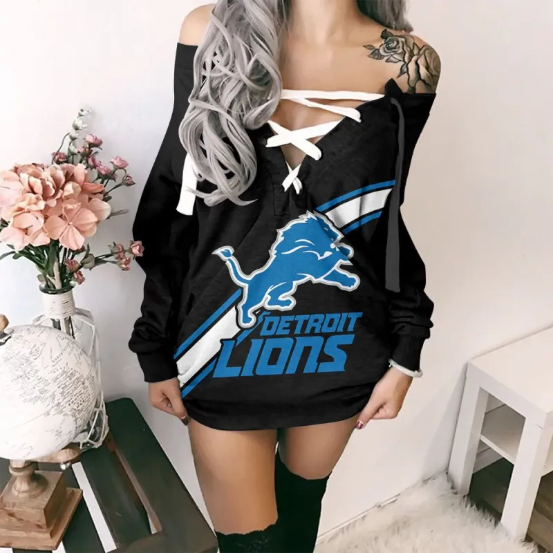 Detroit Lions Lace-Up Sweatshirt Back